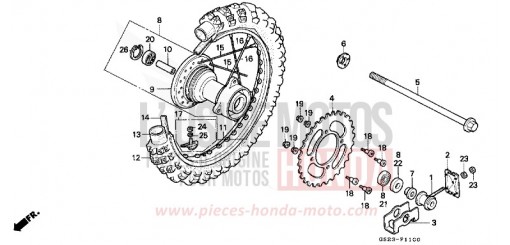 ROUE ARRIERE (CR80RL/RM) CR80RL de 1990